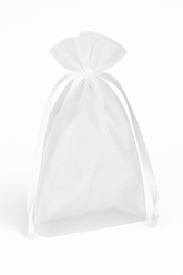 Elegant White Organza Wedding Favor Bags - 12 Pack